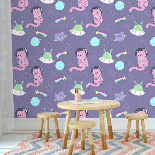 Adesivo de parede Papel de Parede Cat Space
