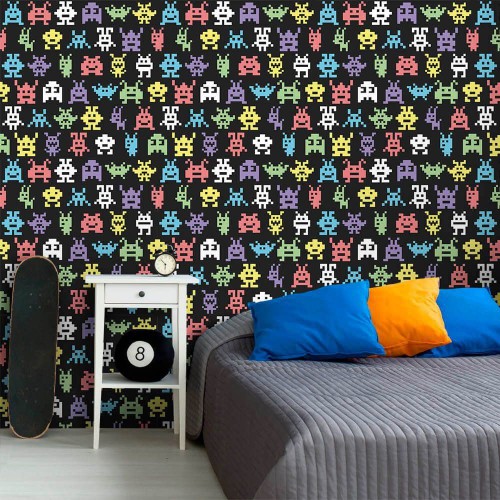Adesivo de parede Papel de Parede Monsters Black