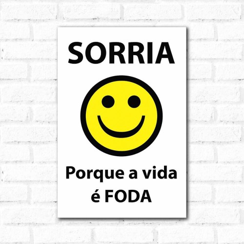 Adesivo de parede Placa Decorativa Sorria
