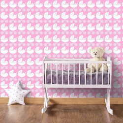 Papel de Parede Carrinho de Bebê Pink